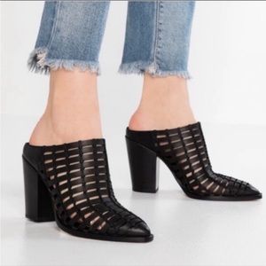 ANTHROPOLOGIE /Dolce Vita Kacie Black Leather Caged Mules